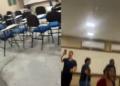 Vídeo: Alunos reclamam da estrutura da ESBAM após ‘cachoeira’ brotar do teto durante a chuva