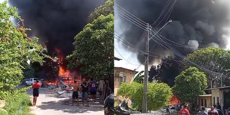Vídeo: Moradores correm d3sesperad0s com medo de fogo chegar em casas no bairro Jorge Teixeira