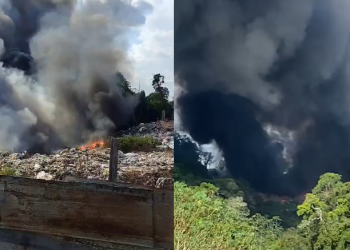 Vídeo: Incêndio atinge área de resíduos recicláveis no Puraquequara