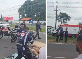 Vídeo mostra equipe de socorristas tentando salvar a vida de motociclista em Manaus