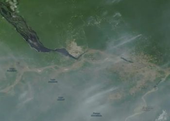 Nasa publica imagem feita por satélite da fumaça que castiga o pulmão do amazonense
