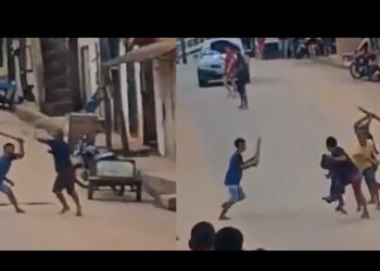 Vídeo forte: p0rrada entre galerosos deixa homem ferid0 no interior do Amazonas