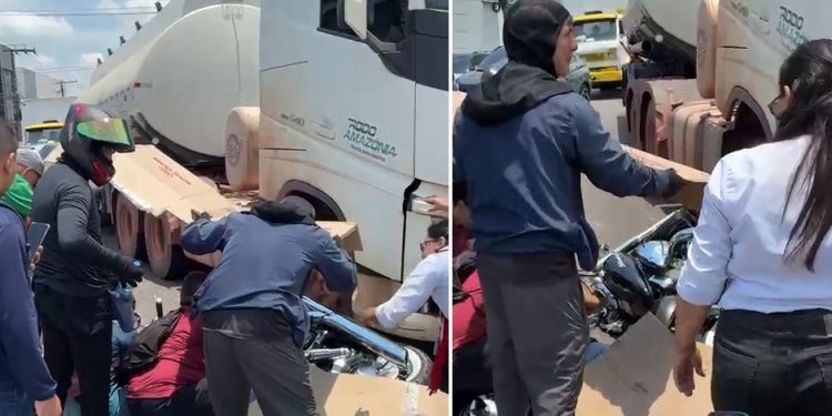 Vídeo: motoqueiro vai parar embaixo de caminhão em plena Avenida Rodrigo Otávio