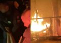 Vídeo: Em meio às chamas, policiais entram em casa pegando fogo e salvam mulher desacordada no Amazonas