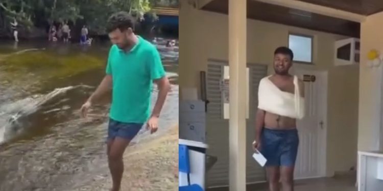Vídeo: Pela segunda vez, homem pula em igarapé e quebra o braço em Presidente Figueiredo