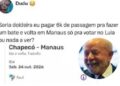 Jovem viaja de Santa Catarina a Manaus, gasta R$ 6 mil para votar em Lula e pede ajuda nas redes